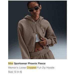 Nike Phoenix Fleece Cropped Sweater - Mink - s 🤎sold out online!